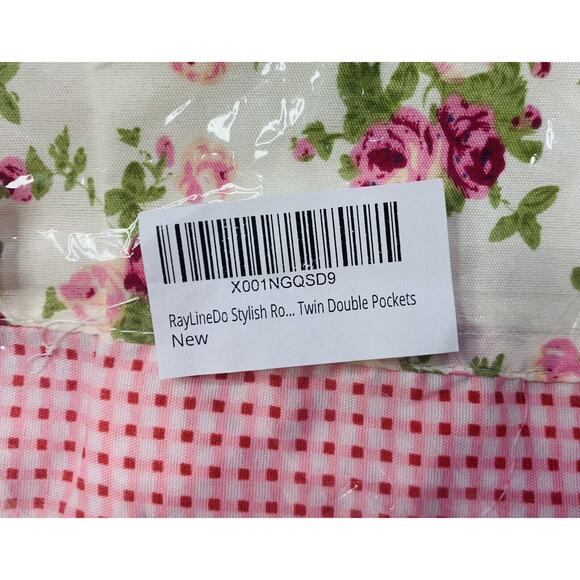 Apron For Teens Raylinedo Junior Pink White Double Pocket Full Floral Gingham - Picture 4 of 6